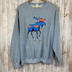 Colorado Springs Moose Graphic Relaxed Fit Slouchy Sweatshirt Size Large Men